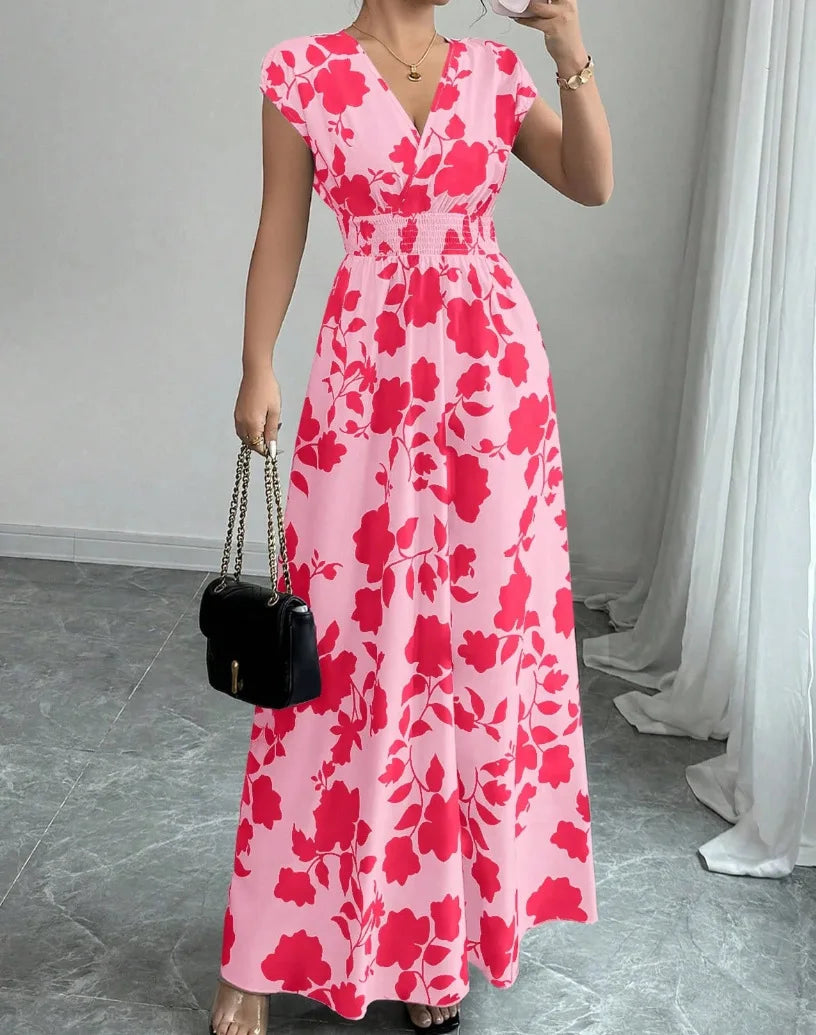 Vestido Encaje Cuello V Floral