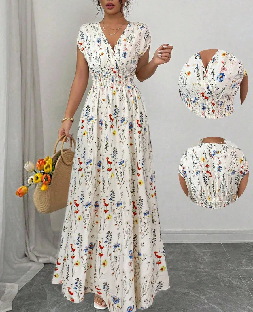 Vestido Encaje Cuello V Floral