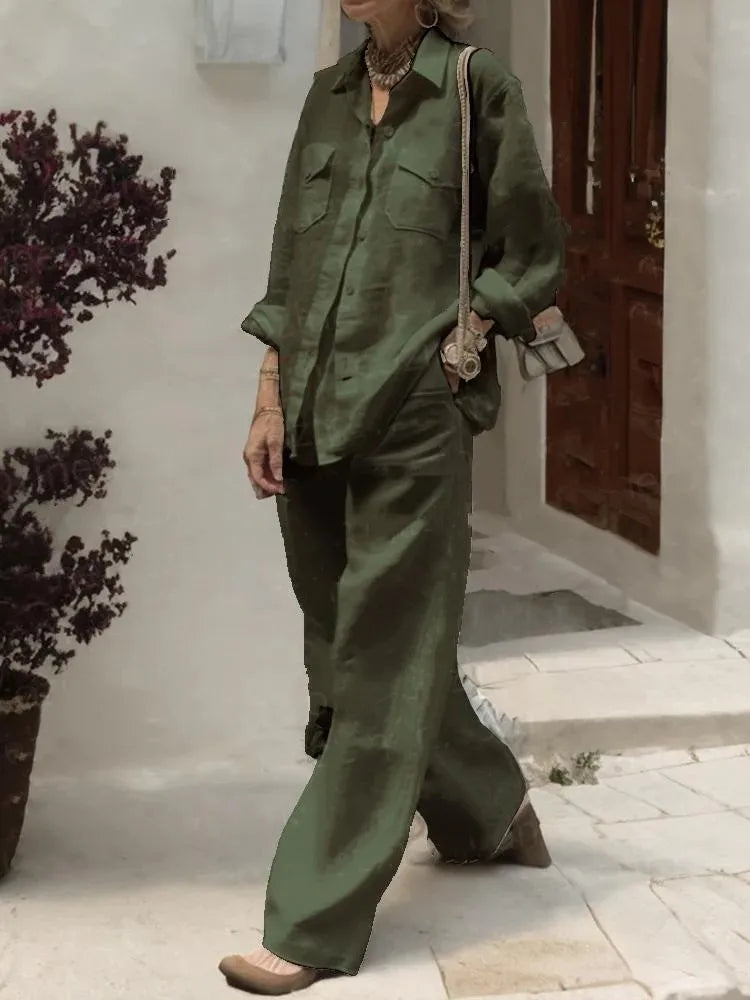 Conjunto Manga Larga Liso Elegante