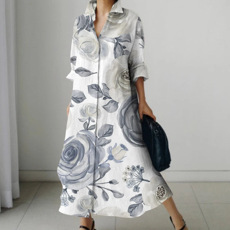 Vestido Cuello V Oversize Manga Larga