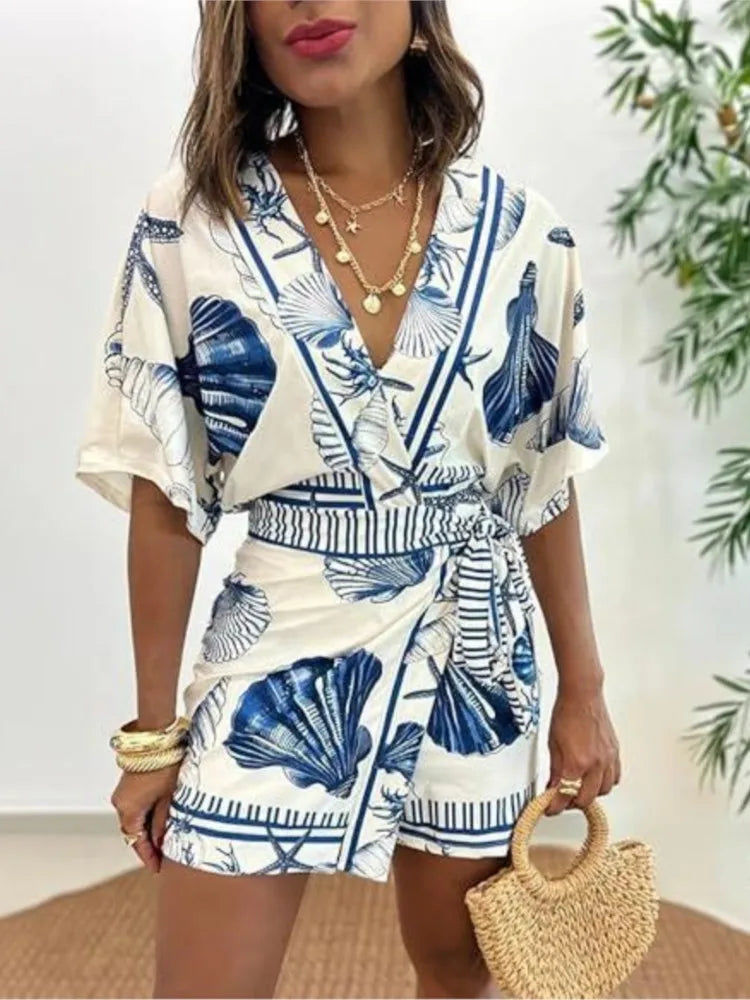 Jumpsuit Encaje Cuello V Estampado