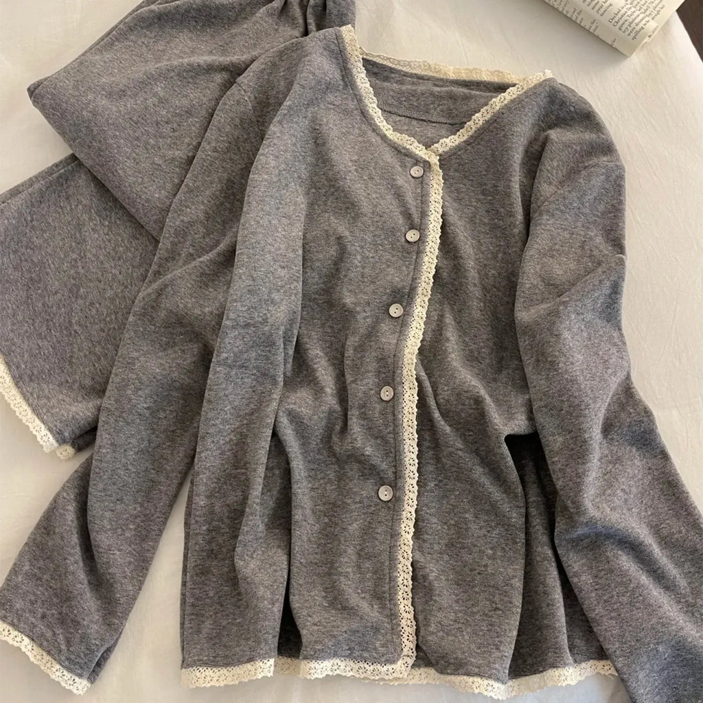Conjunto Terciopelo Encaje Manga Larga