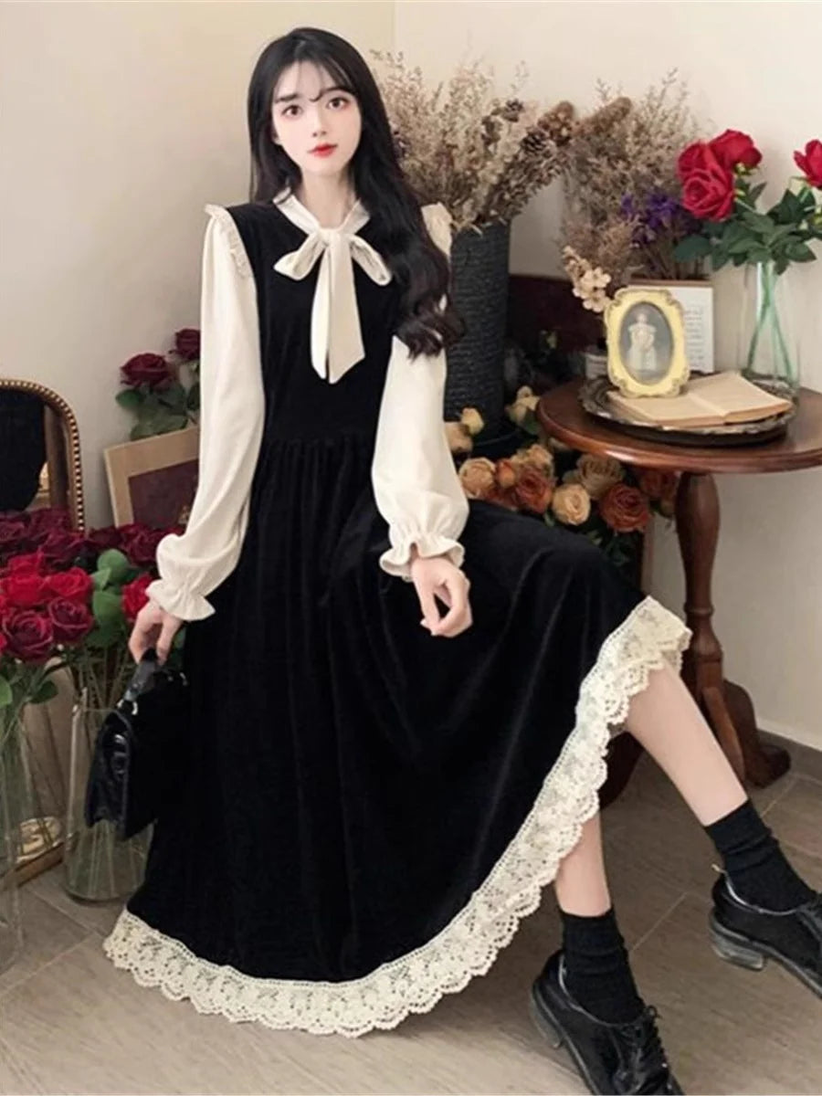 Vestido Terciopelo Manga Larga Elegante