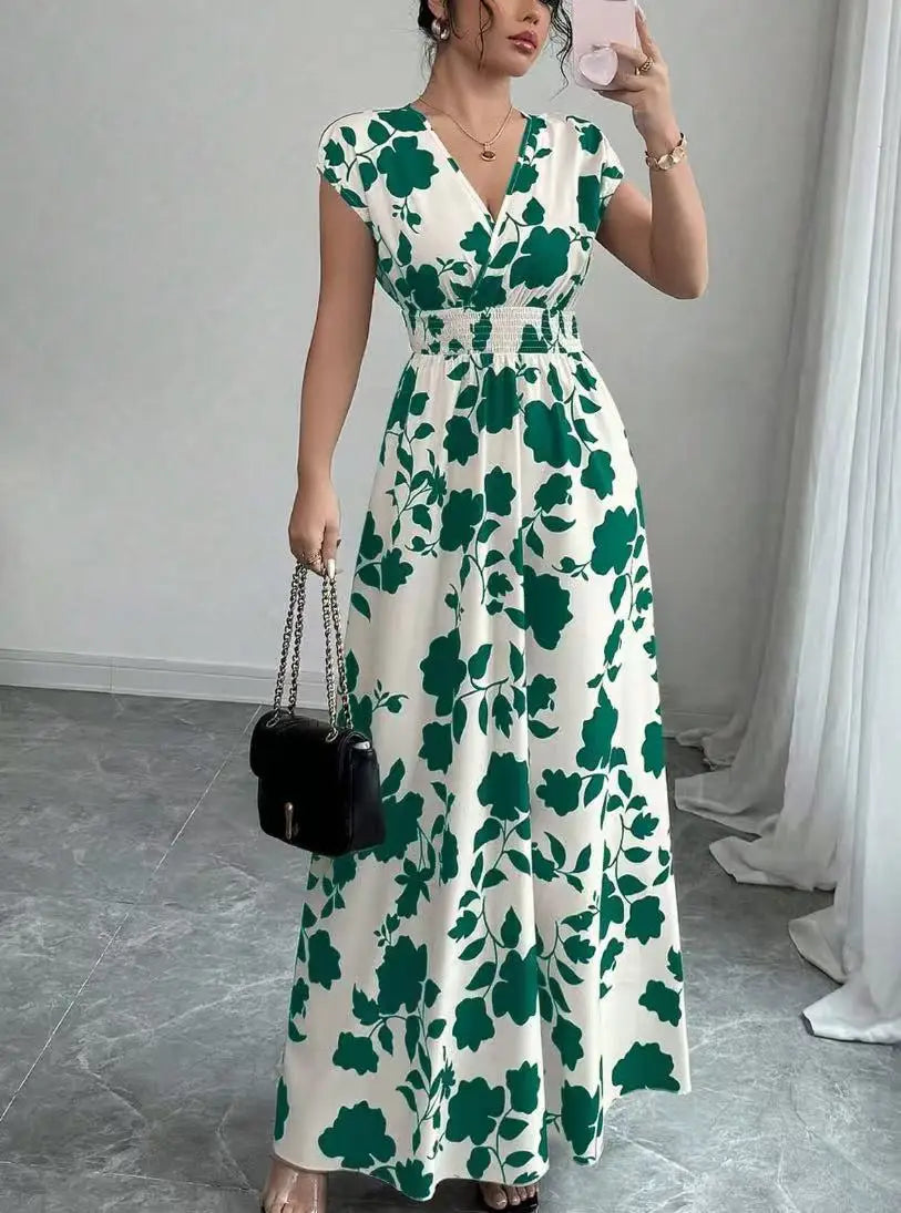 Vestido Encaje Cuello V Floral