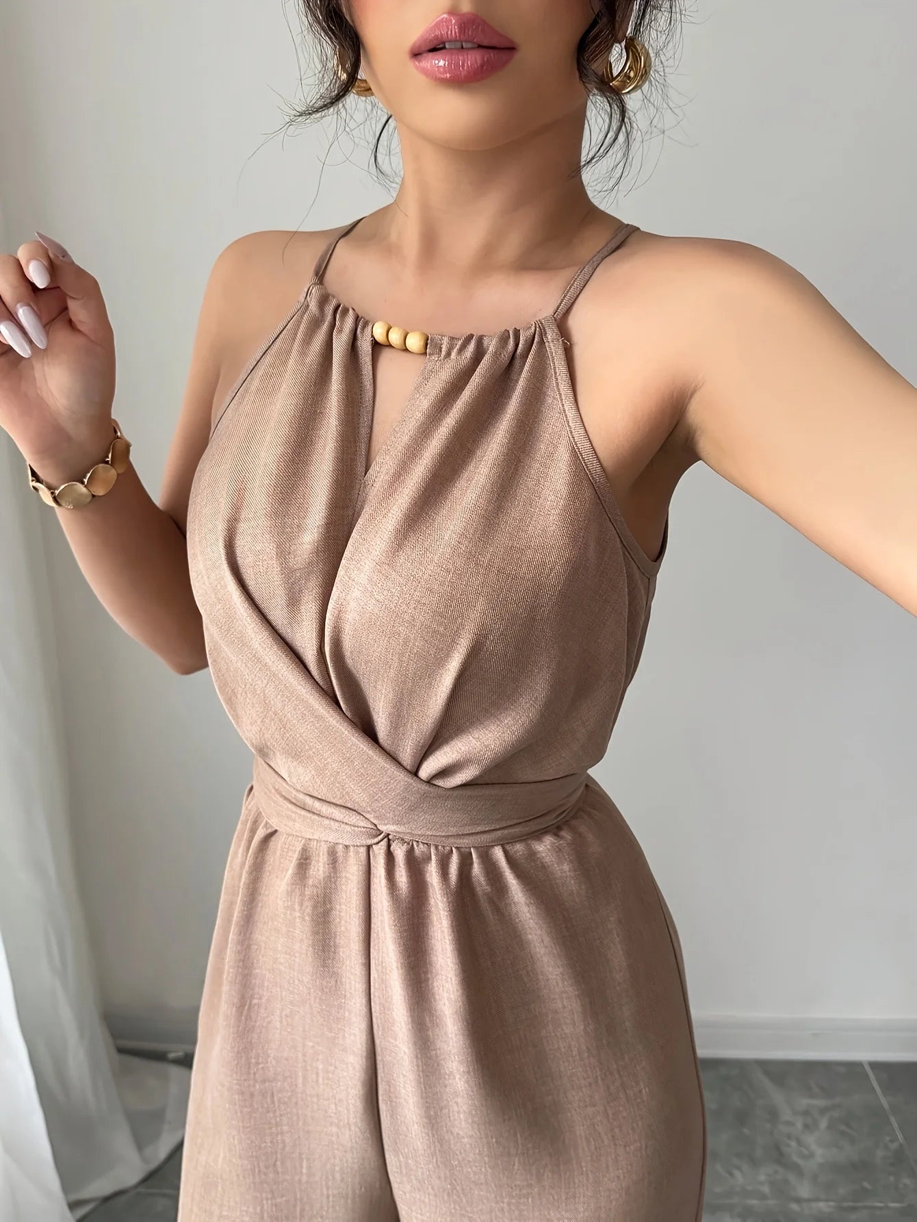 Jumpsuit Halter Plisado Casual