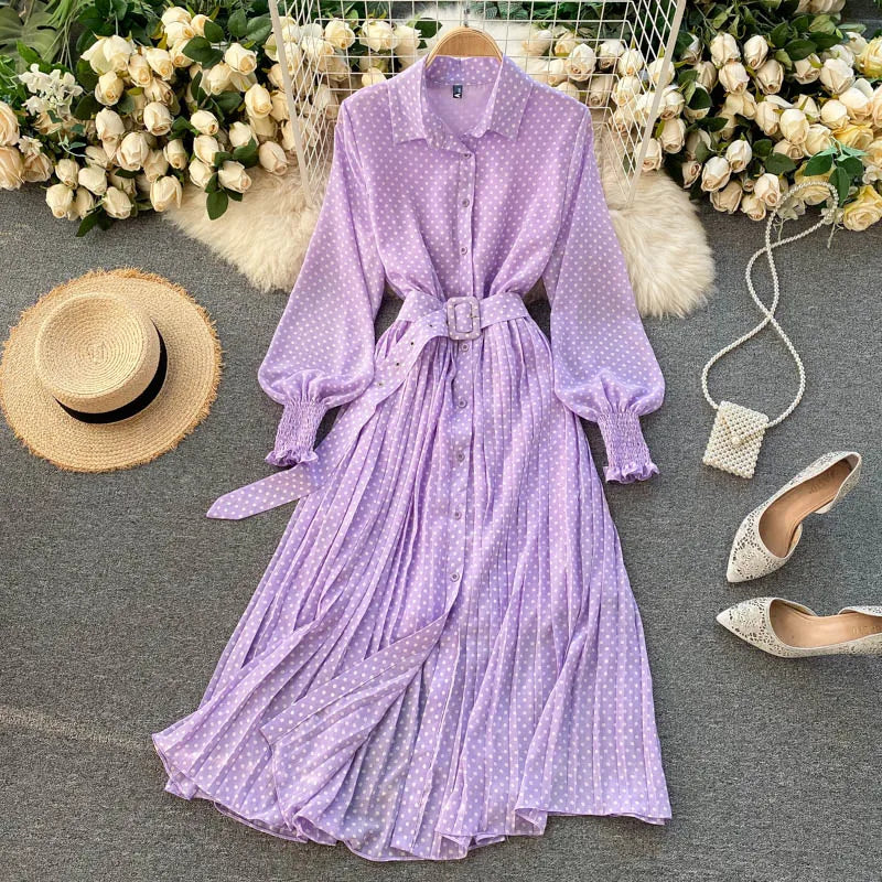 Vestido Gasa Línea A Plisado