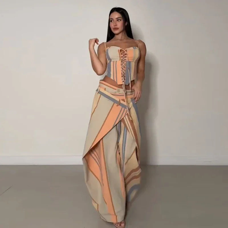 Conjunto Encaje Plisado Estampado