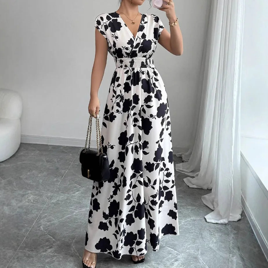 Vestido Encaje Cuello V Floral