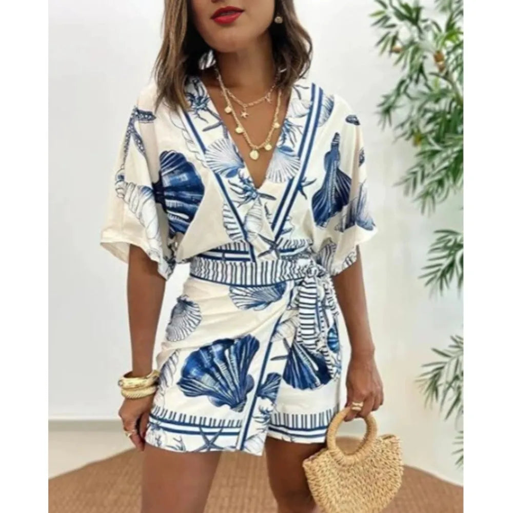 Jumpsuit Encaje Cuello V Estampado