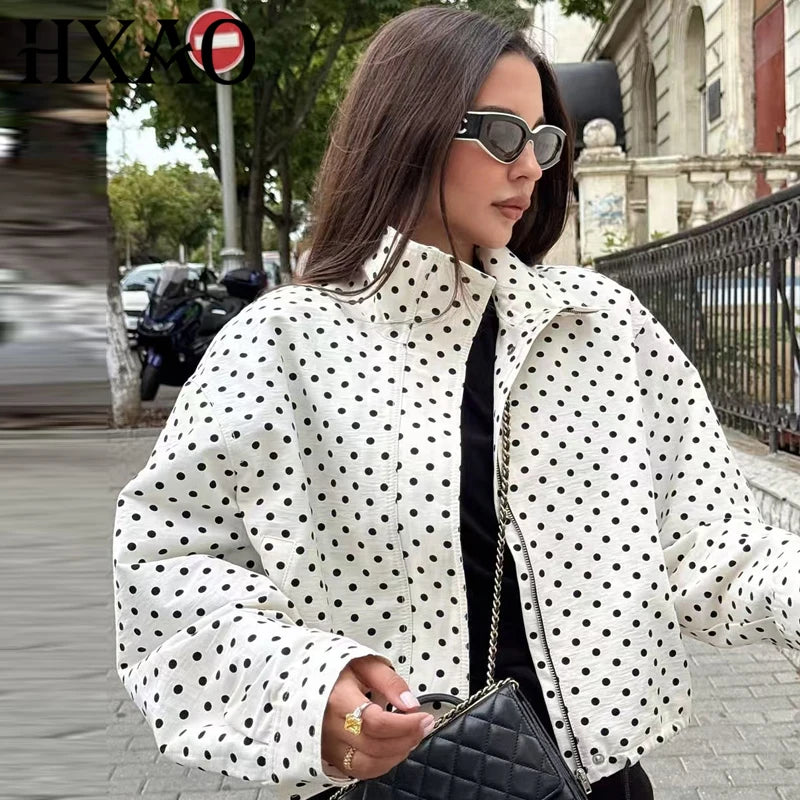 Chamarra Oversize Manga Larga de Lunares