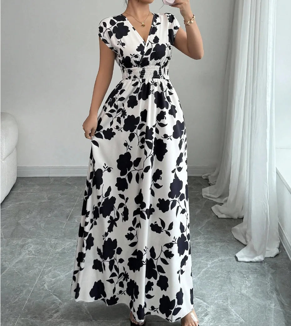 Vestido Encaje Cuello V Floral