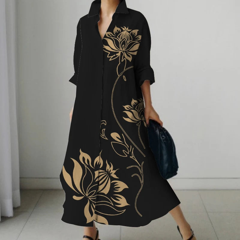 Vestido Cuello V Oversize Manga Larga