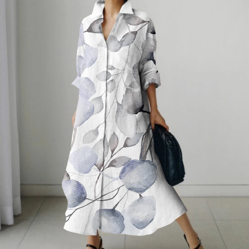 Vestido Cuello V Oversize Manga Larga
