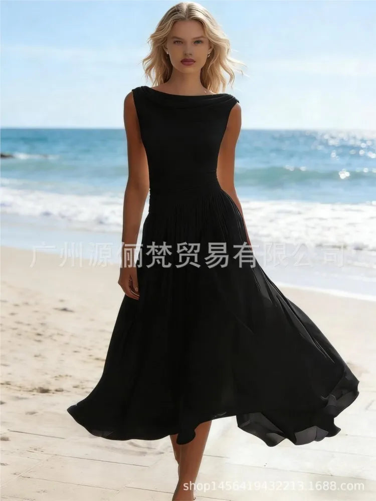 Vestido Gasa Un Hombro Línea A