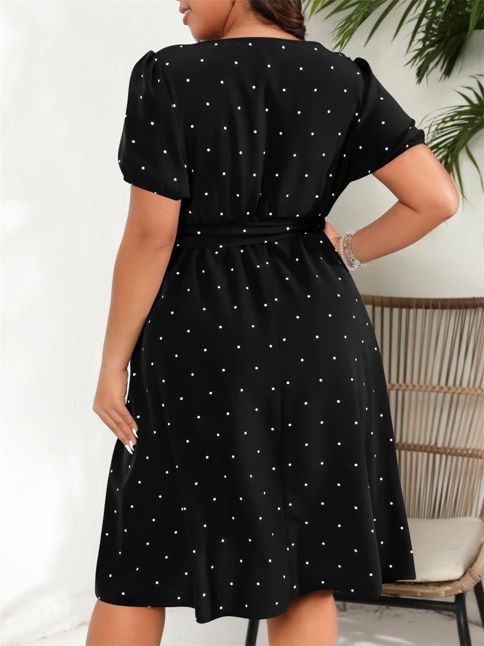Vestido Cuello Cuadrado Línea A Manga Abullonada