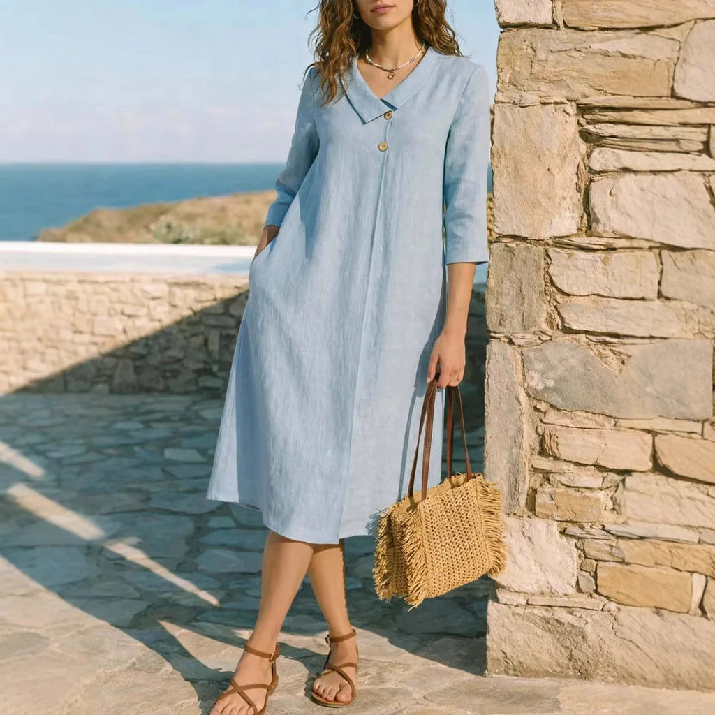 Vestido Liso Elegante Casual Aura