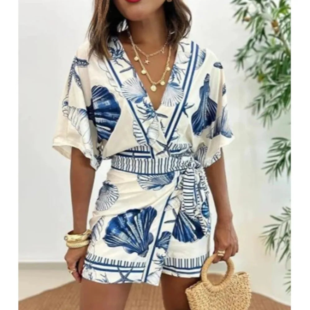 Jumpsuit Encaje Cuello V Estampado