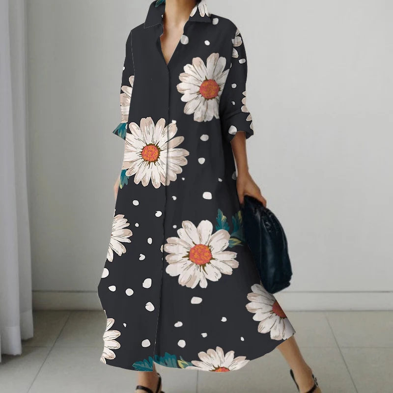 Vestido Cuello V Oversize Manga Larga